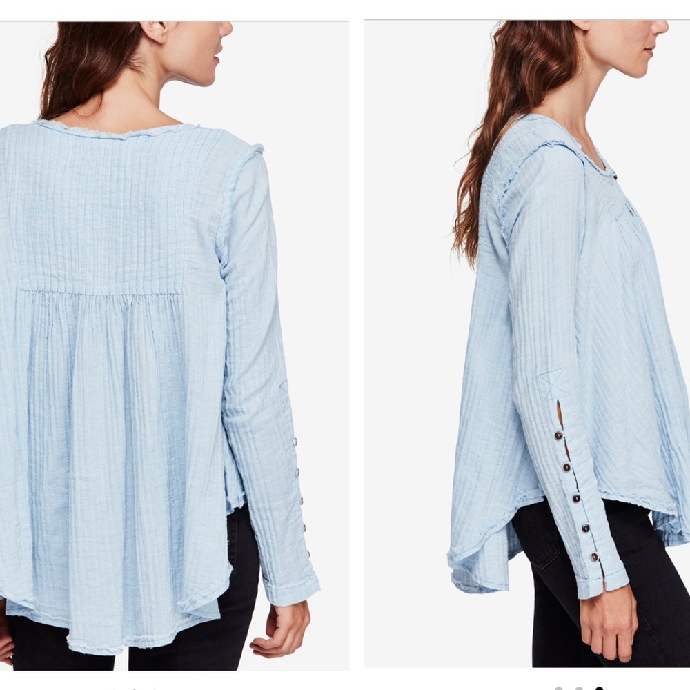 NWT Free People Sand Dune Henley (light blue) size small - Picture 3 of 8